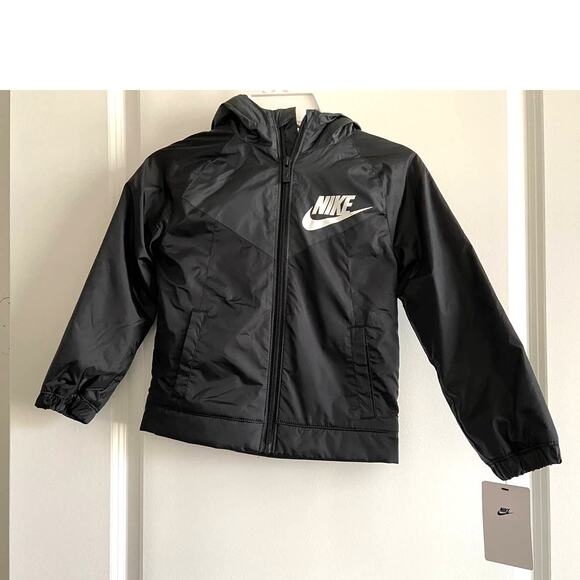 Nike Black Hooded Jacket Kids XS (4)‎ NWT - Picture 1 of 9